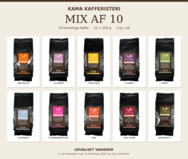 Mix af 10 fra Kama Kaffe – 10 forskellige kaffeposer med friskristet kaffe fra eget risteri i Grenaa.